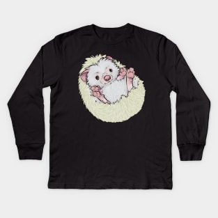 Baby Hedgehog - Leucistic Snowflake Variant Kids Long Sleeve T-Shirt